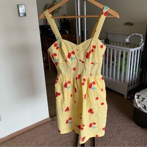 Modcloth Fit and Flare Dress Cherry Print XS
